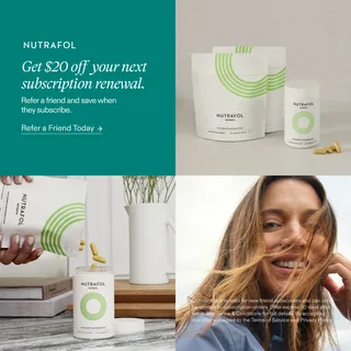 Publicité santé et compléments Nutrafol en grille comparative 2x2, active depuis 463 jours