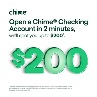 Publicité fintech réponse directe à haute lisibilité Chime, active depuis 470 jours